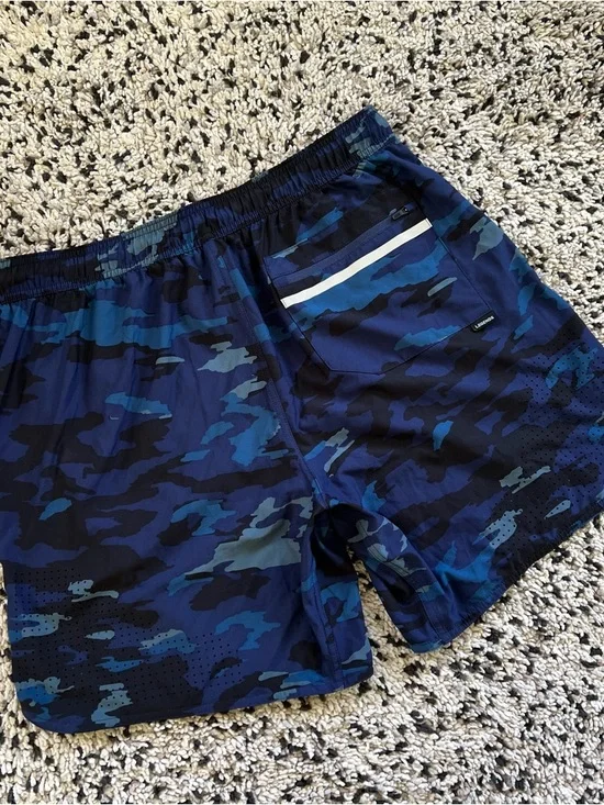 Legends Luka Shorts Blue Camo Unlined Drawstring Stretch Gym Athletic Men’s XL - Picture 14 of 16